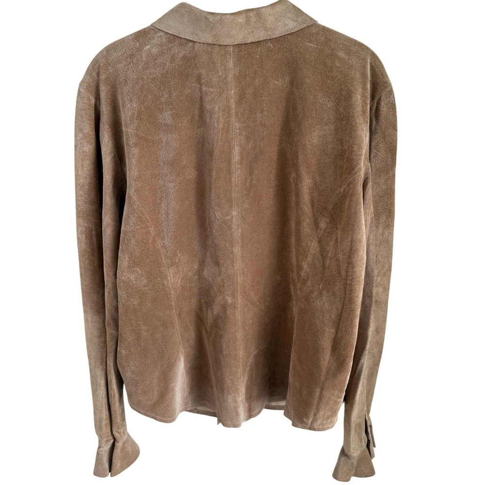 Vintage Margaret Godfrey Suede Ruffle Shacket Western Leather Top Size‎ 14 - Picture 5 of 7